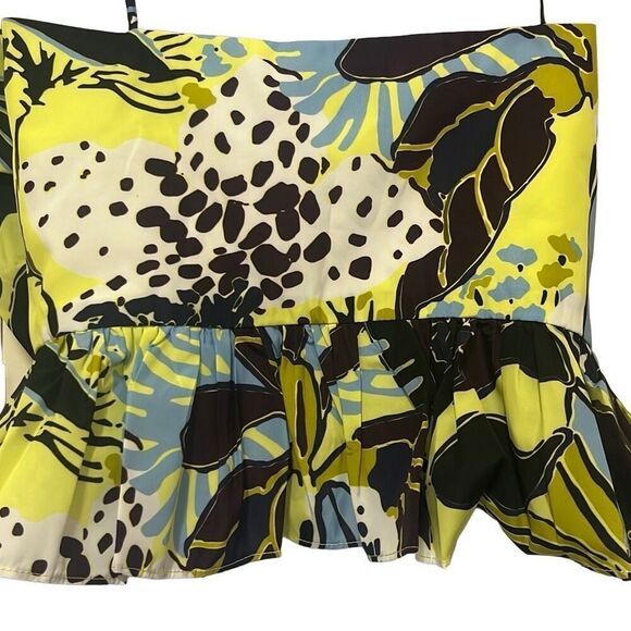 Tanya Taylor Claudette Asymmetrical Ruffle Peplum Top Sz 8 Zesty Multi NWT $395 - Picture 6 of 13